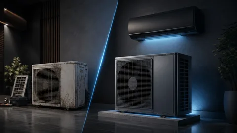 Old air conditioning unit being replaced in a Valencia home